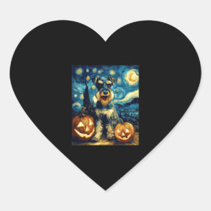 Niedlich Miniatur Schnauzer Hund Halloween Jack O  Herz-Aufkleber