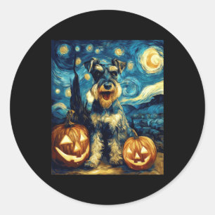 Niedlich Miniatur Schnauzer Hund Halloween Jack O Runder Aufkleber