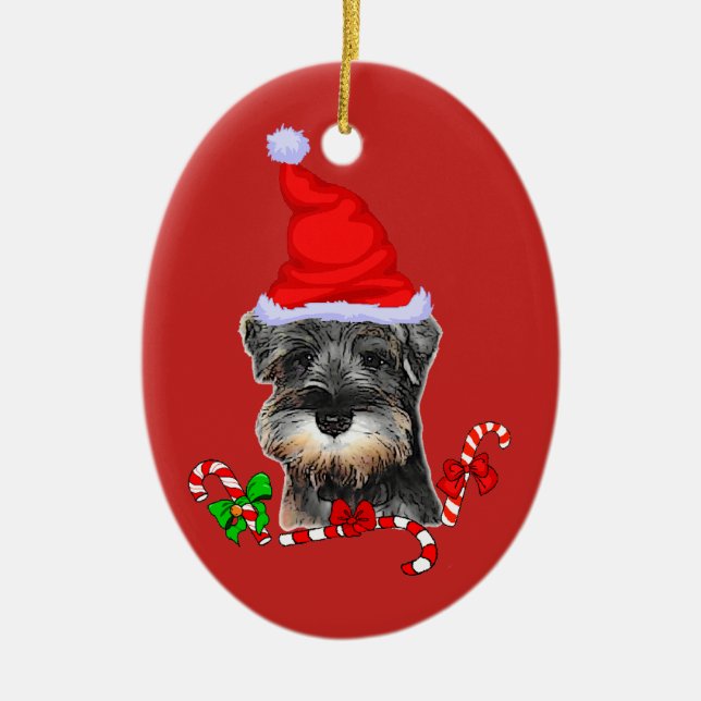 Niedlich Miniatur Schnauzer Weihnachten Keramik Ornament (Vorne)