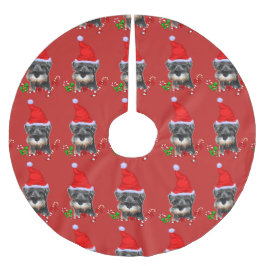 Niedlich Miniatur Schnauzer Weihnachten Polyester Weihnachtsbaumdecke