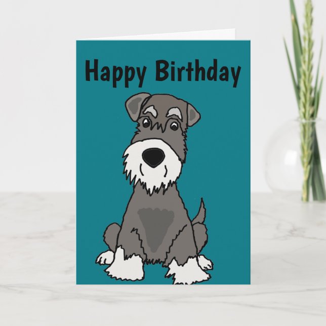 Niedlich Miniatur Schnauzer Welpen Hunde Kunst Karte (Vorderseite)