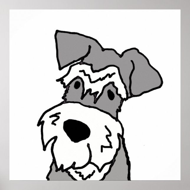 Niedlich Miniature Schnauzer Dog Cartoon Poster (Vorne)