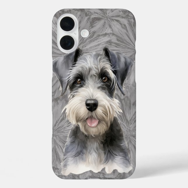 NIEDLICH MINIATURE SCHNAUZER PUPPY HUND iPhone 16 PLUS HÜLLE (Rückseite)