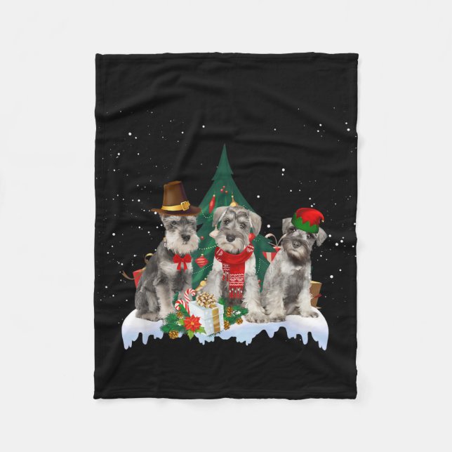 Niedlich Miniature Schnauzer Weihnachtshund Fleecedecke (Vorderseite)