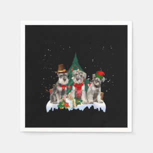 Niedlich Miniature Schnauzer Weihnachtshund Serviette