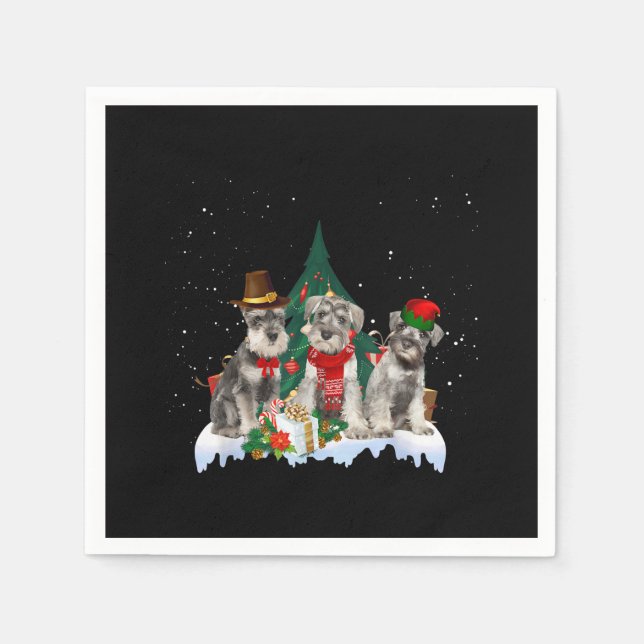 Niedlich Miniature Schnauzer Weihnachtshund Serviette (Vorderseite)