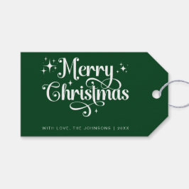 Niedlich Minimal Elegant Retro Grün Frohe Weihnach Geschenkanhänger
