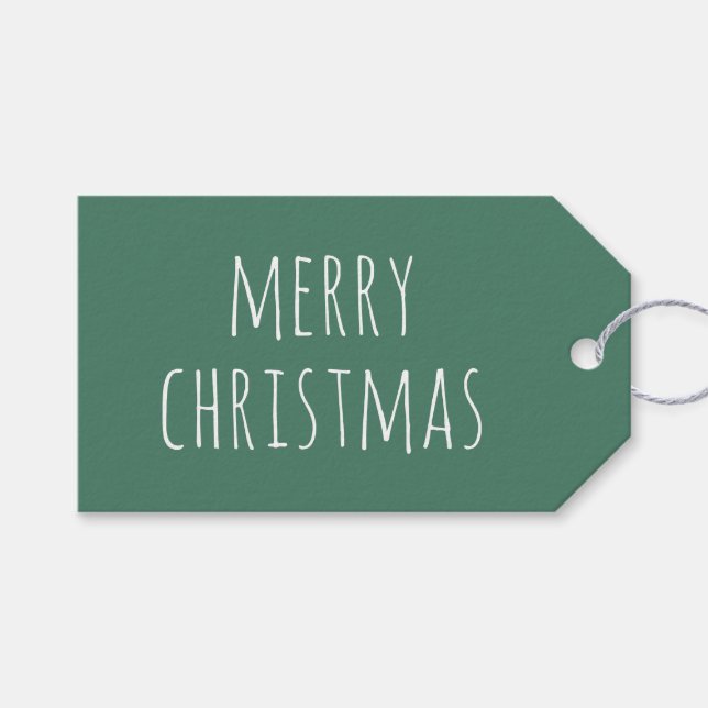 Niedlich Minimalistisch frohe Weihnachten | Grüner Geschenkanhänger (Vorderseite (Horizontal))