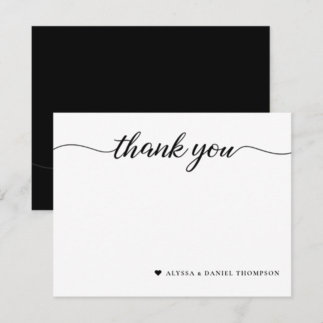 Niedlich minimalistisches Dankeschön an das Hochze Mitteilungskarte (Vorne/Hinten)