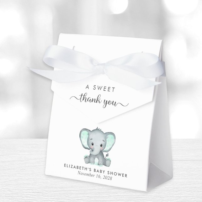 Niedlich Mint Green Elephant Baby Dusche Danke Geschenkschachtel (Von Creator hochgeladen)