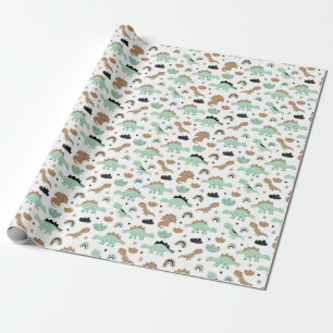 Niedlich Minze Green Dinosaur Muster Geschenkpapier