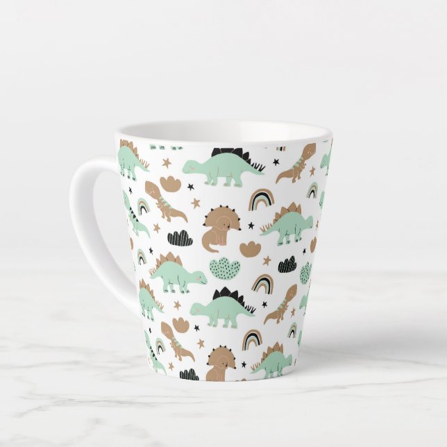 Niedlich Minze Green Dinosaur Muster Milchtasse (Linke Ecke)