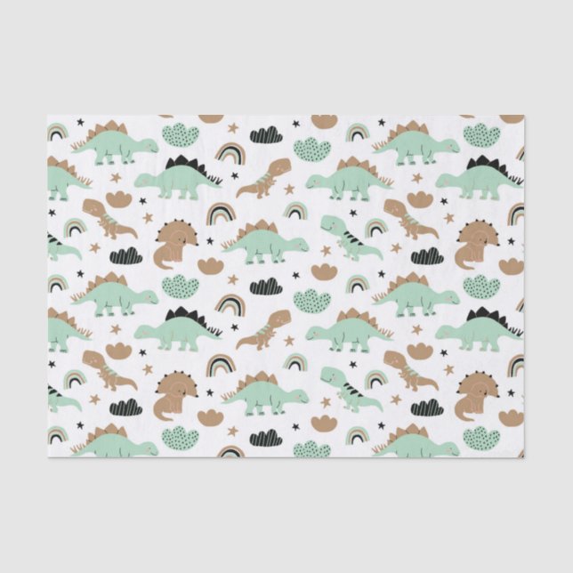 Niedlich Minze Green Dinosaur Muster Seidenpapier (Vorderseite)