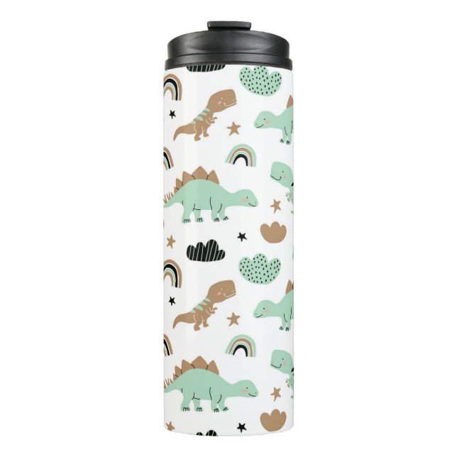 Niedlich Minze Green Dinosaur Muster Thermosbecher (Vorderseite)