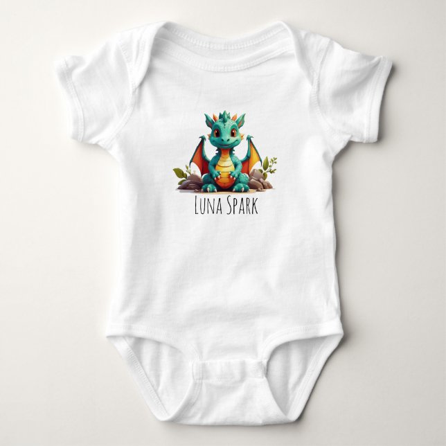Niedlich Minze Green Dragon Vibes Fantasy Personal Baby Strampler (Vorderseite)