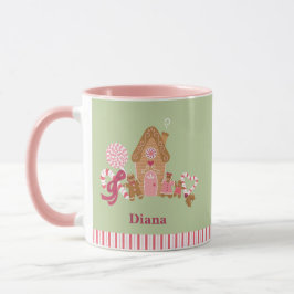 Niedlich Minze Pink Candy Cane Gingerbread Tasse
