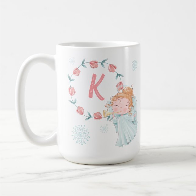 Niedlich Mit Monogramm Angel Weihnachten Kaffeetasse (Links)