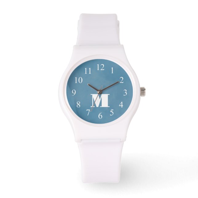 Niedlich Mit Monogramm für ihr Minimalistisches Bl Armbanduhr (Vorderseite)