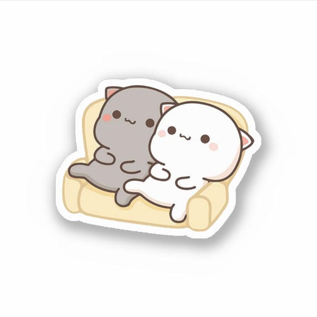 Niedlich Mochi Peach Cat Aufkleber (Vorderseite)
