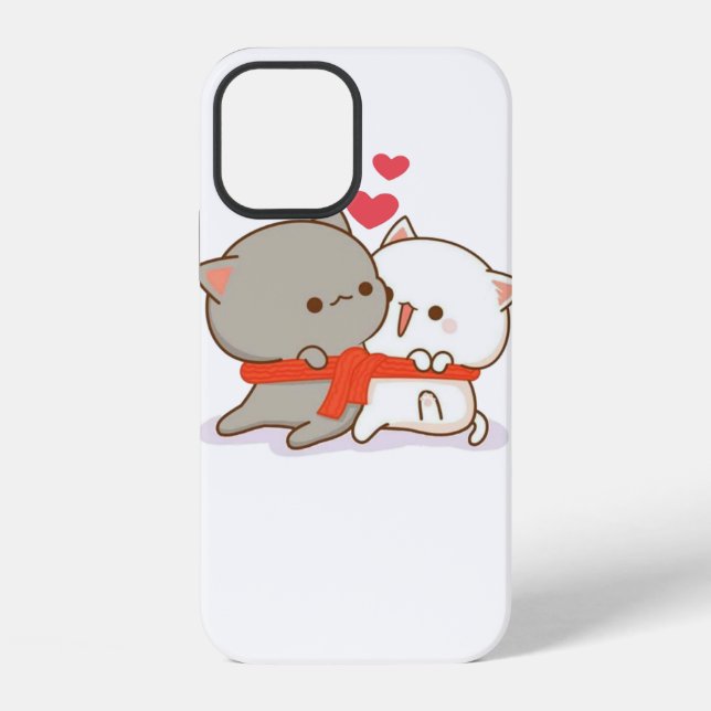 Niedlich Mochi Peach Cat iPhone 12 Hülle (Rückseite)