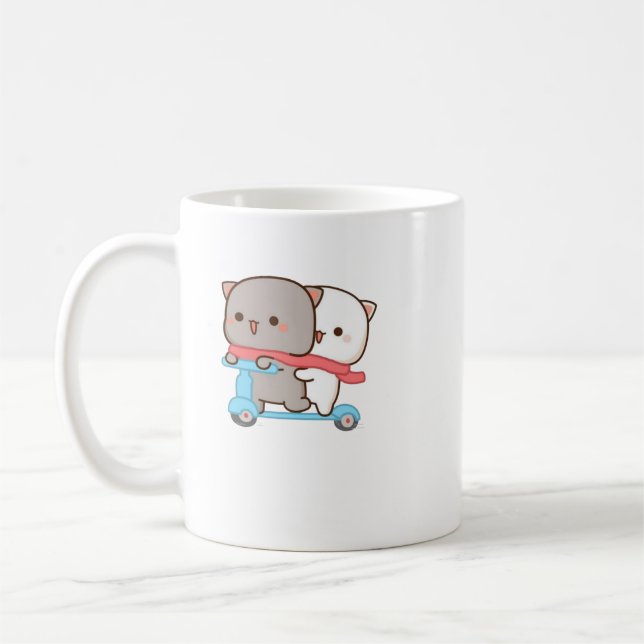 Niedlich Mochi Peach Cat Kaffeetasse (Links)