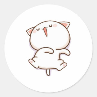 Niedlich Mochi Peach Cat Runder Aufkleber