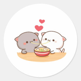 Niedlich Mochi Peach Cat Runder Aufkleber