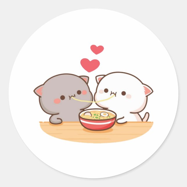 Niedlich Mochi Peach Cat Runder Aufkleber (Vorderseite)
