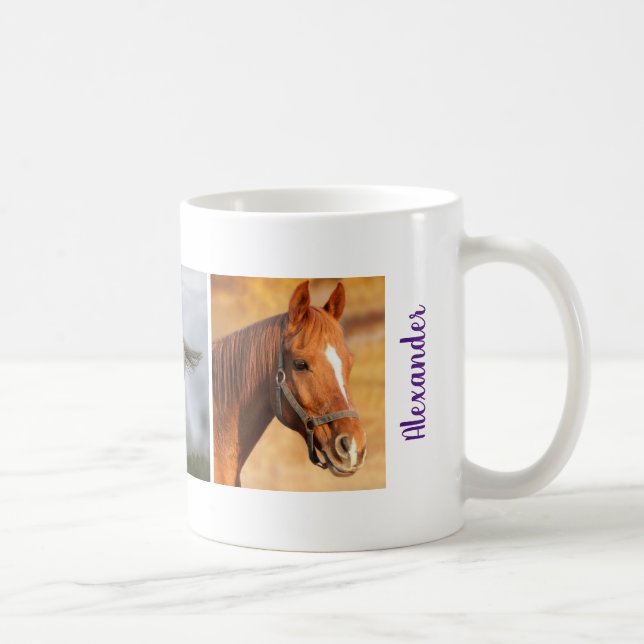 Niedlich Modern 3 Pferde Foto Tasse I Liebe Pferde (Rechts)