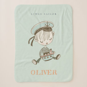 Niedlich Modern Aqua Blue Boys Little Sailor Nauti Sherpadecke