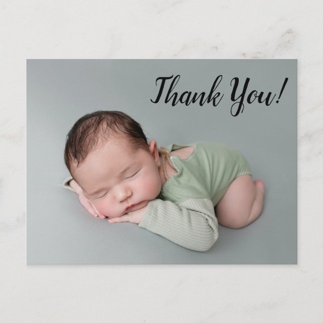 Niedlich Modern Baby Boy Danke Ankündigungspostkarte (Vorderseite)