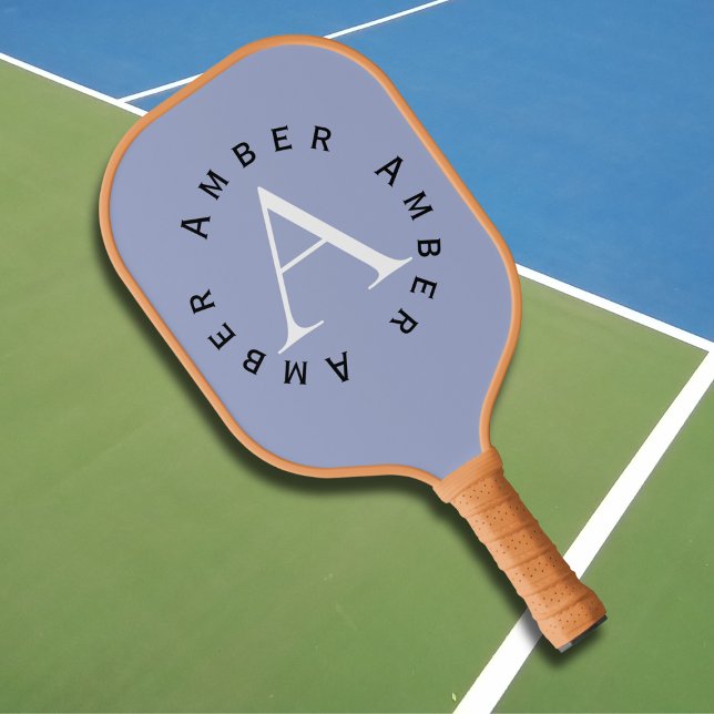 Niedlich Modern Blue Monogram Name + Initial Pickleball Schläger (Von Creator hochgeladen)