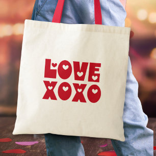 Niedlich Modern Bold Red Valentine Liebe XOXO Tragetasche