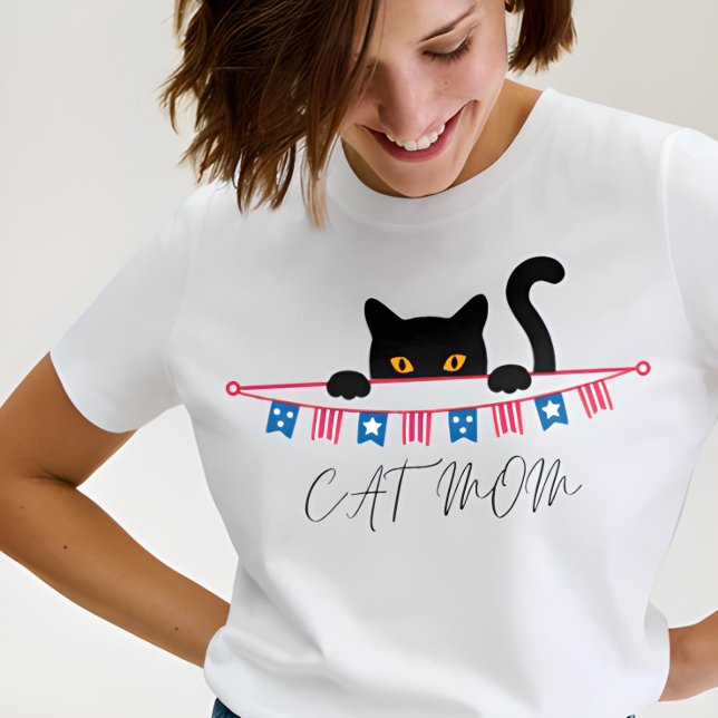 Niedlich Modern Design Katzenliebhaber Mama T-Shirt (Von Creator hochgeladen)