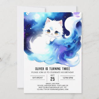 Niedlich Modern Kitten Geburtstag Einladung