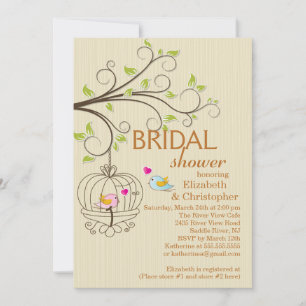 Niedlich Modern Love Birds Bridal Dusche Einladung
