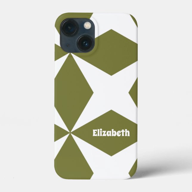 Niedlich-Modern-Muster-Monogramm-Name Trendgrün Case-Mate iPhone Hülle (Rückseite)