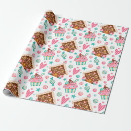 Niedlich Modern Pink Blue Aquarellfarben Weihnacht Geschenkpapier