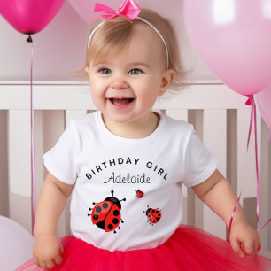 Niedlich Modern Red Ladybug Personalisiert Baby T-shirt
