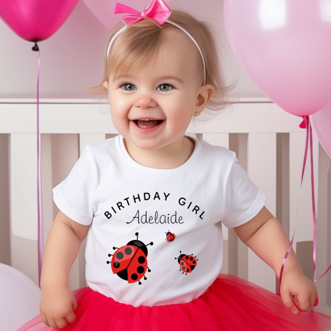 Niedlich Modern Red Ladybug Personalisiert Baby T-shirt (Von Creator hochgeladen)