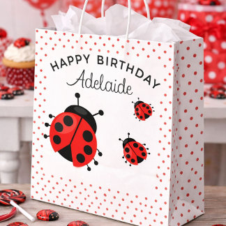 Niedlich Modern Red Ladybug Personalisiert Große Geschenktüte