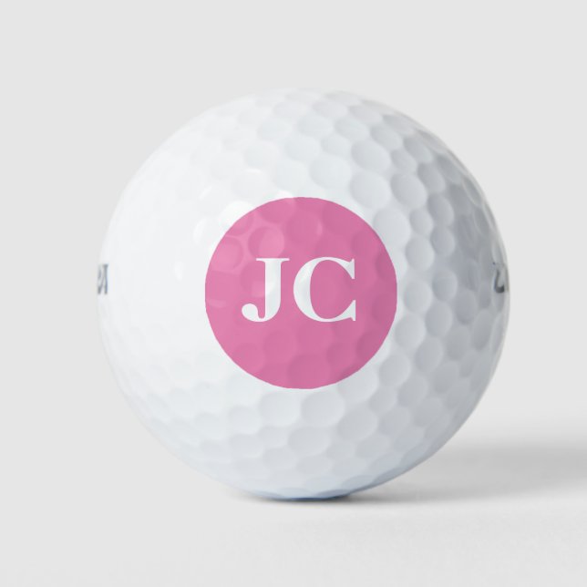Niedlich Modern rosa-weiße Monogramm-Initialen Golfball (Vorderseite)