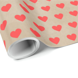 Niedlich Modern Simple Valentine Red Hearts Kraft Geschenkpapier