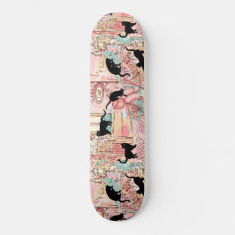 Niedlich Modern Watercolor Paris Café Cat Pattern Skateboard