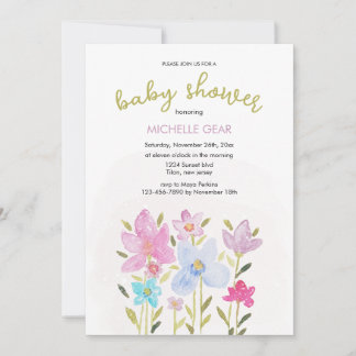 Niedlich Moderne Aquarellfarben Wildblume Illustra Einladung