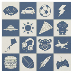 Niedlich Moderne Blue Checkered Icons Nahtloses Mu Stoff