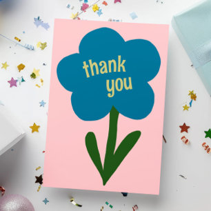 Niedlich Moderne Blume Blau und Rosa Dankeskarte