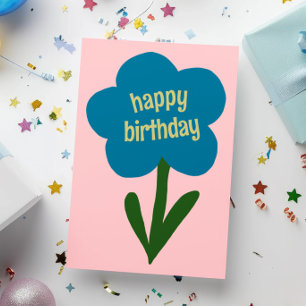 Niedlich Moderne Blume Blau und Rosa Glücklich Geb Karte