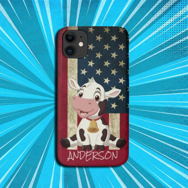 Niedlich Moderne Elegant Amerika Personalisiert Case-Mate iPhone Hülle (Personalized American Cow Case-Mate iPhone Case)