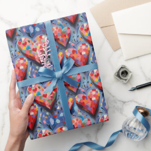 Niedlich Moderne, farbenfrohe Valentinische Liebe  Geschenkpapier